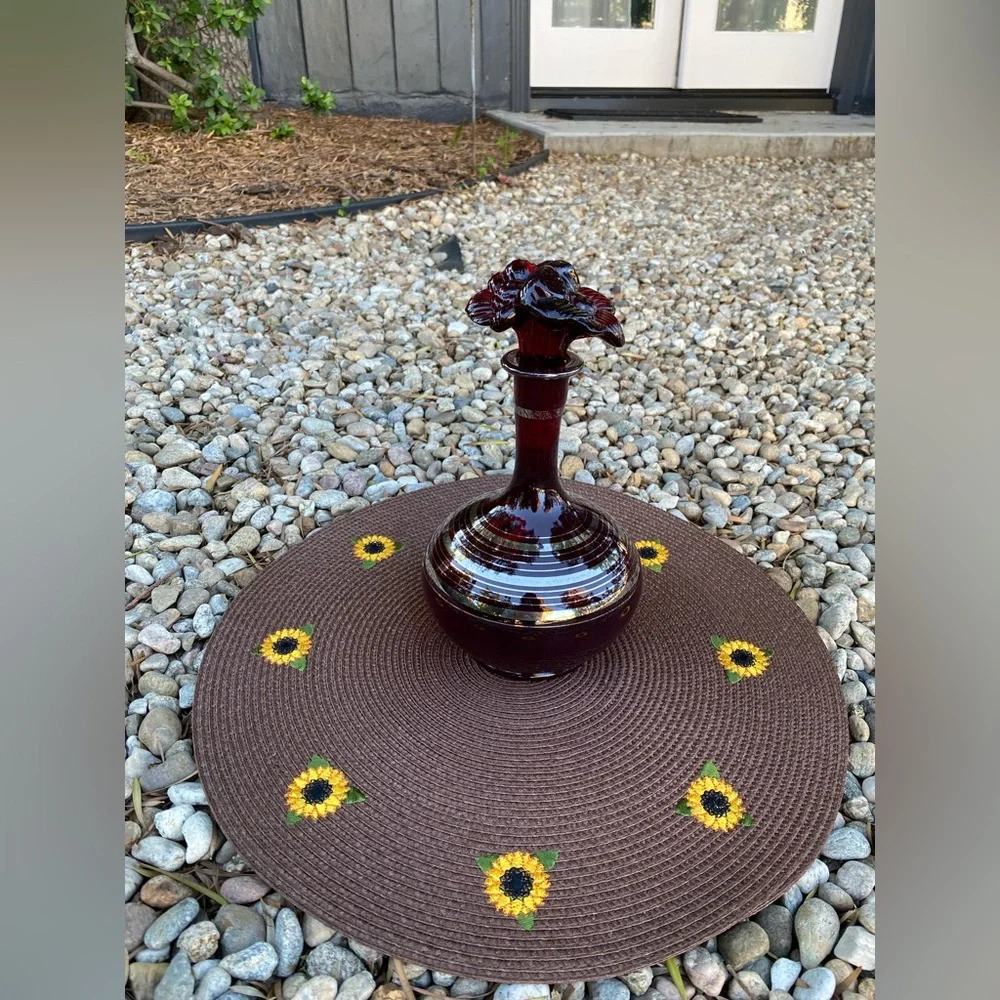 RARE DECO PLATINUM RINGS FENTON RUBY RARE DECO PLATINUM RINGS FENTON RUBY GLASS - Picture 7 of 7